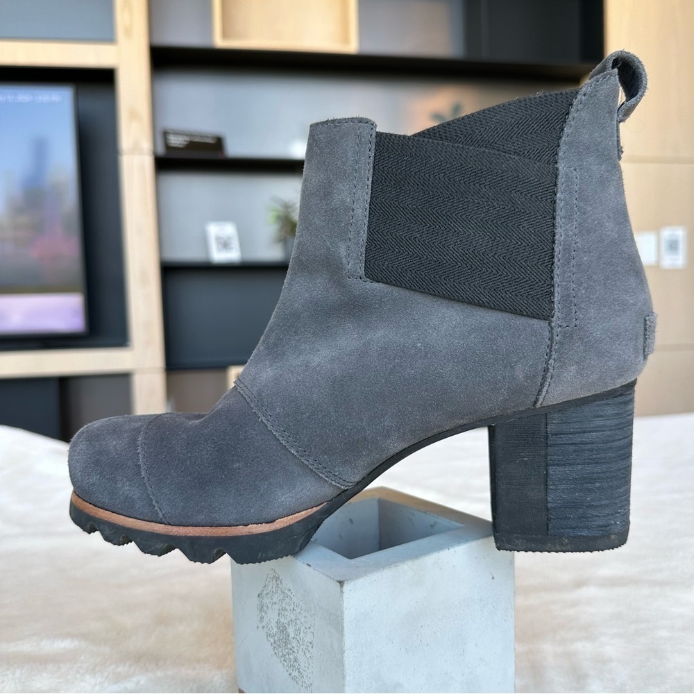 Sorel Addington 260 mm Chelsea Gray Stacked Suede Leather Boots EU 39.5 US 9 - Picture 10 of 16